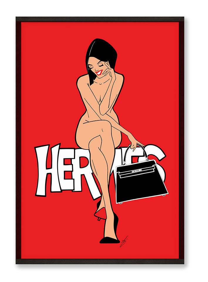 Hermes Kelly Bag Lifestyle Illustration Red